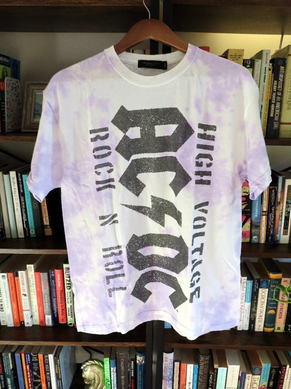 NWT AC/DC Rock n Roll High Voltage purple tie dye graphic Tshirt Large